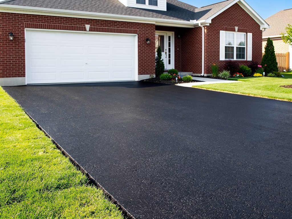 New asphalt driveway paved at a McLean, VA home
